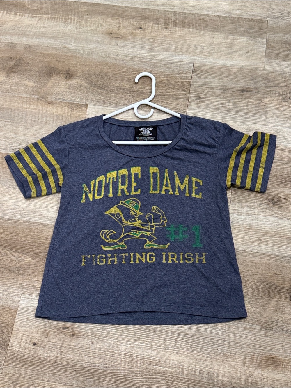 Signorelli University Navy Blue Notre Dame Fighting Irish Cropped Graphic Tee